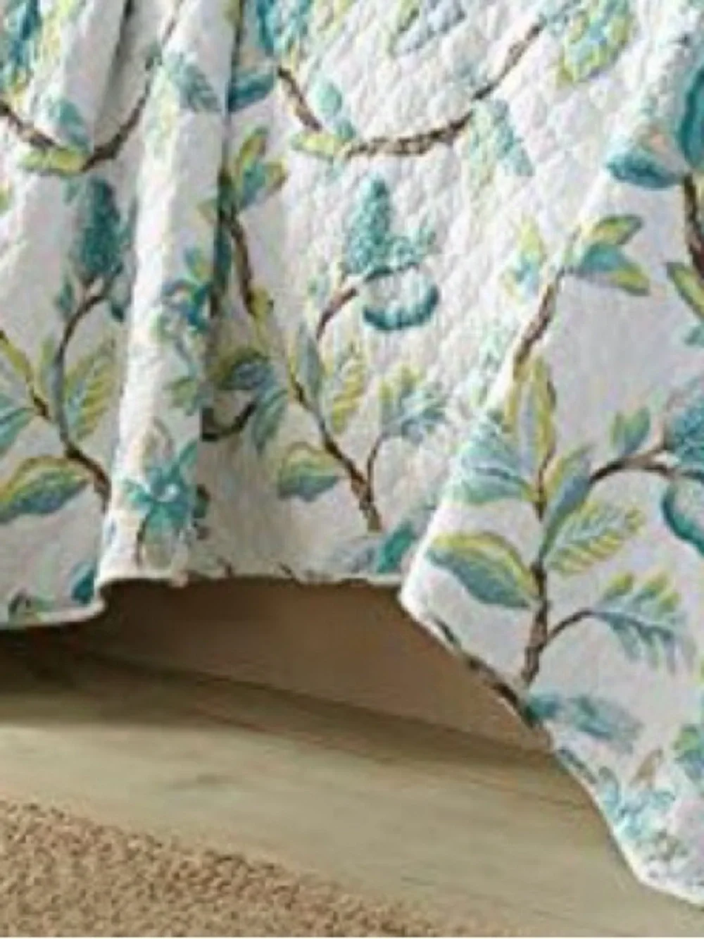 Floral Quilted Bedspread in Teal and Green -Levtex